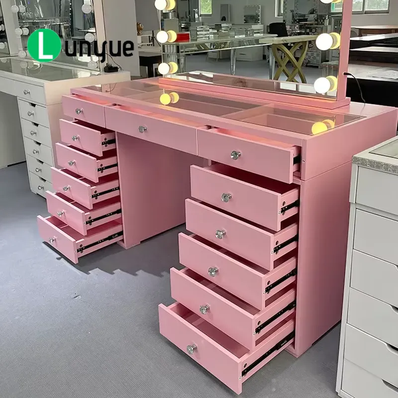 Pink Wooden Dressing Table wit - Beauty Makeup Vanity Set recension och pris